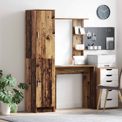 vidaXL Stôl 2 pcs Staré drevo