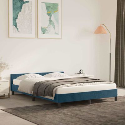 vidaXL Posteľ bez matraca tmavomodrá 140x190 cm zamat
