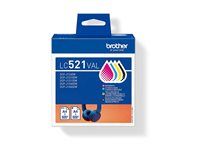 Brother LC521 Value Pack - 4-balenie - čierna, žltá, azúrová, purpurová - originálna - závesný box - atramentová kazeta - pre Brother DCP-J1260W, DCP-J1310DW, DCP-J1313DW, DCP-J1460DW