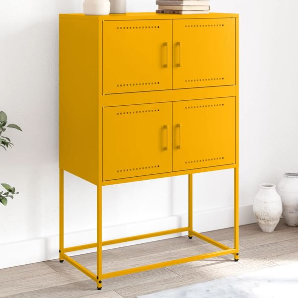 vidaXL Komoda horčicovožltá 68,5x38,5x107 cm oceľ
