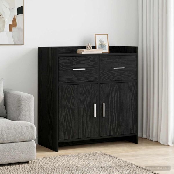 vidaXL Servírovacia skriňa Čierny dub 75 x 36 x 80 cm Kompozitné drevo