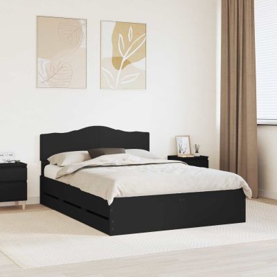 vidaXL Rám postele so zásuvkou Čierna 150 x 200 cm Inžinierske drevo