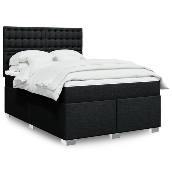 vidaXL Posteľný rám boxspring s matracom čierny 160x200 cm látka