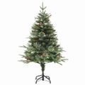 vidaXL Osvetlený vianočný stromček so šiškami, zelený 120 cm, PVC a PE