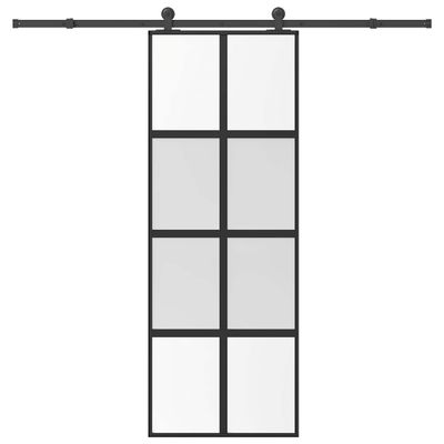 vidaXL Posuvné dvere s kovaním 76x205 cm tvrdené sklo a hliník úzke