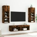 vidaXL 6-dielne TV nástenné skrinky s LED dymový dub kompozitné drevo