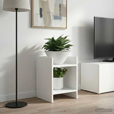 vidaXL Stojan na rastliny s poličkou 2 pcs Biely 30 x 30 x 40 cm
