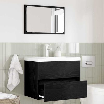 vidaXL Sada kúpeľňového nábytku so zásuvkou Nástenný 2 pcs Čierny dub