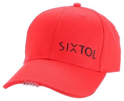 Kšiltovka s LED svetlom B-CAP 25lm, nabíjacia, USB, univerzálna veľkosť, červená SIXTOL
