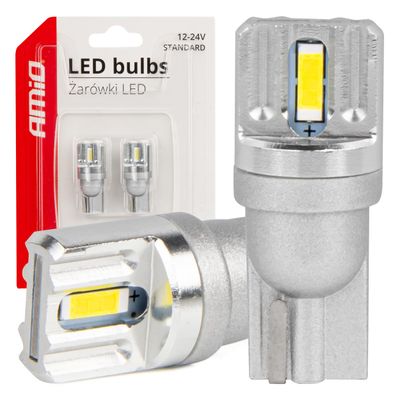 LED STANDARD BULBS T10 W5W 2x1860 SMD White 12V/24V AMIO-03719