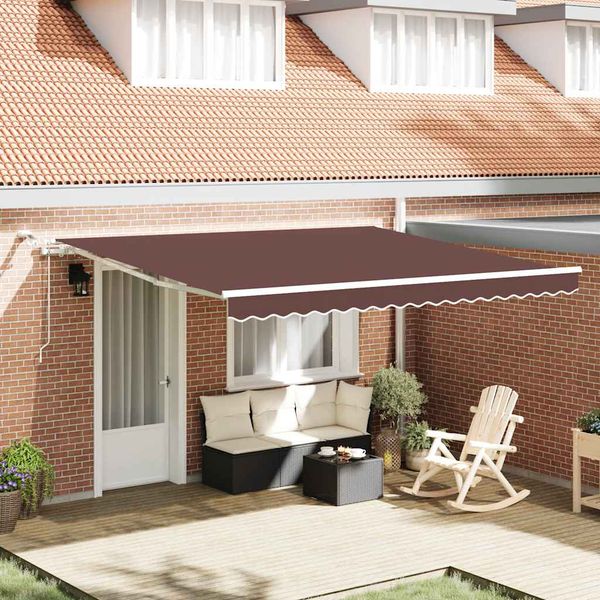 vidaXL Automaticky zaťahovacia markíza s LED hnedá 400x300 cm