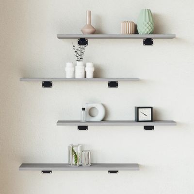 vidaXL Nástenné police 4 ks sivé sonoma 60x10x1,5 cm kompozitné drevo