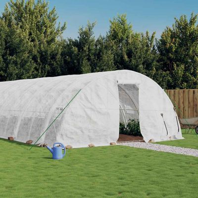 vidaXL Fóliovník s oceľovým rámom biely 120 m² 24x5x2,3 m