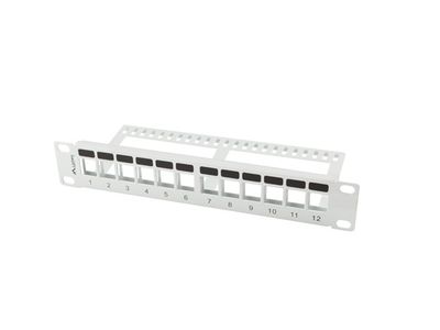 Patch panel 12 portov 1U s organizérom pro keystone moduly šedý lanberg