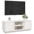 vidaXL TV skrinka biela 110x35x40,5 cm masívna borovica