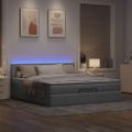 VidaXL Osmanská posteľ s matracom a LED svetlosivá látka 180x200cm