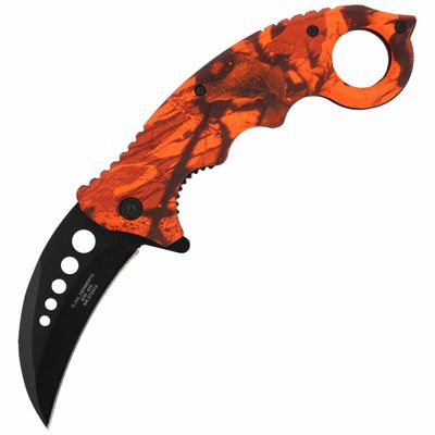 Herbertz ART000138 CJH Camo Rot vreckový nôž - karambit 7,3 cm, čierna, červená maskovacia, plast