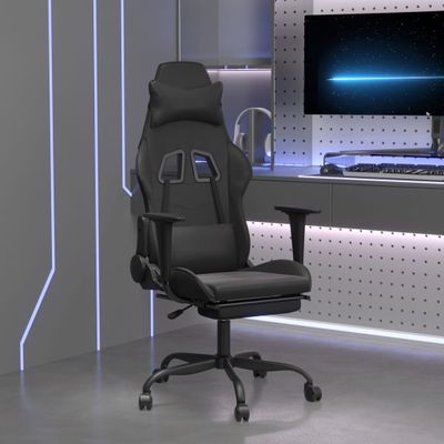 vidaXL Herná stolička s opierkou na nohy čierna umelá koža