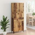 vidaXL Highboard Staré drevo 69,5 x 34 x 180 cm Kompozitné drevo