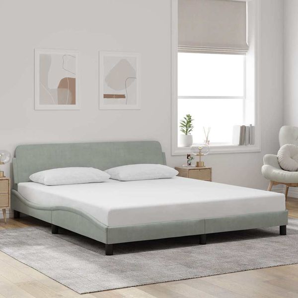 vidaXL Rám postele Dover bledosivý 180x200 cm zamat