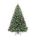 vidaXL Umelý vianočný stromček s 300 LED-i Zelená 180 cm PE a PVC
