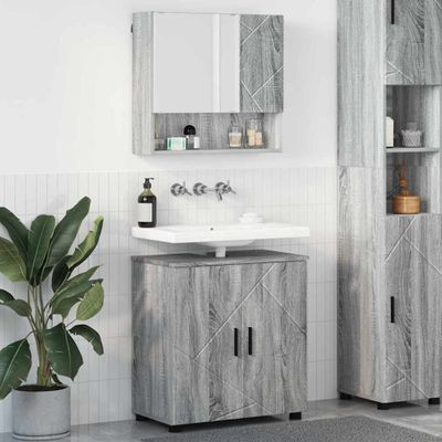 vidaXL Sada kúpeľňového nábytku Nástenný s úložiskom 2 pcs Sivý Sonoma