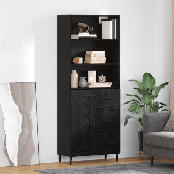 vidaXL Highboard so zásuvkou Čierny dub 69,5 x 34 x 180 cm