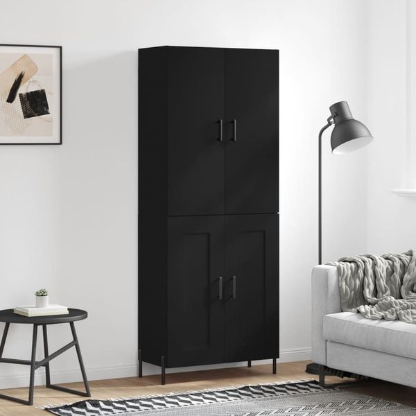 vidaXL Vysoká skrinka čierna 69,5x34x180 cm spracované drevo