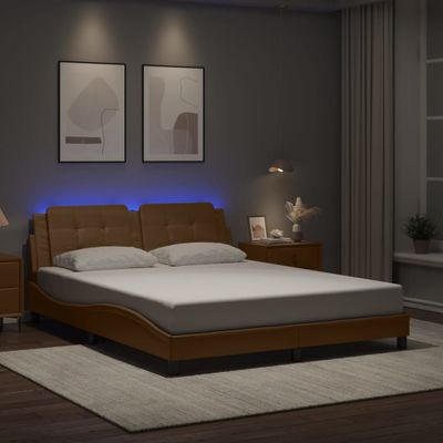 vidaXL Rám postele s LED bez matraca Zadar kapučínový 160x200 cm