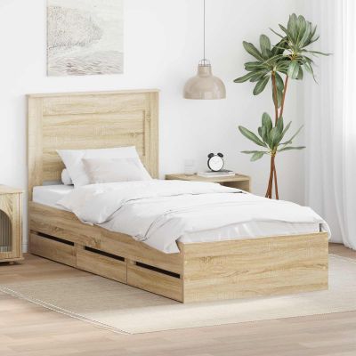 vidaXL Rám postele Sonoma dub 100 x 200 cm Inžinierske drevo