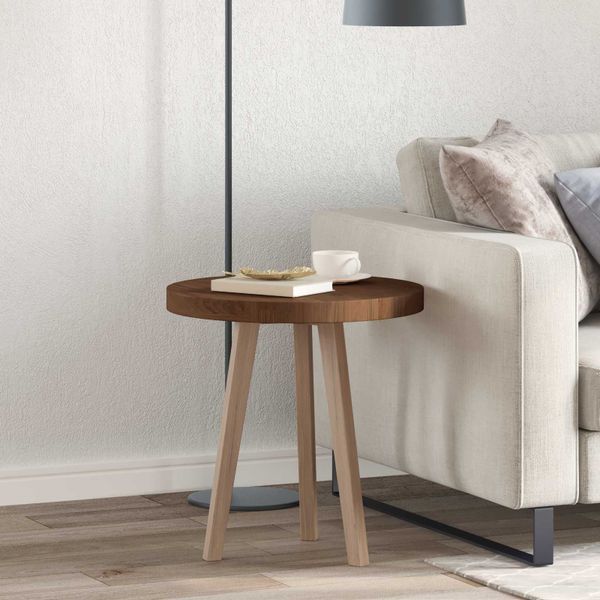 vidaXL Vrchná doska Tmavohnedá Ø 50 x 4 cm Masívne dubové drevo