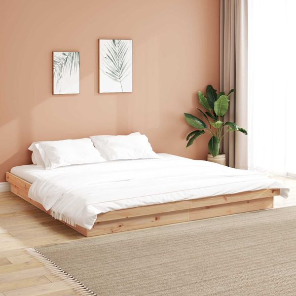 vidaXL Rám postele Prírodná 200 x 200 cm Masívne borovicové drevo
