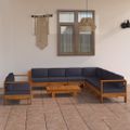 vidaXL 9-dielna záhradná sedacia súprava s tmavosivými podložkami akáciové drevo
