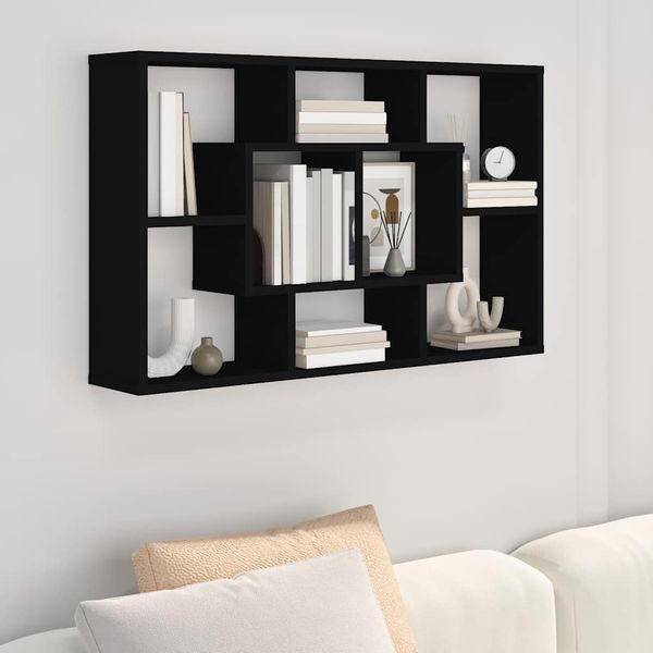 vidaXL Nástenná polica čierna 85x16x52,5 cm spracované drevo