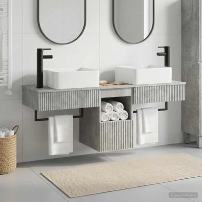 vidaXL Set kabinetov do kúpeľne 3 ks Betónovo sivá 53 x 35 x 39 cm