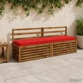 vidaXL Vankúš na lavičku SOEST 100% polyester Červená 200 x 40 x 8 cm