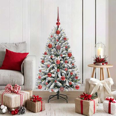 vidaXL Umelý vianočný stromček Zelená a biela 120 cm PVC a kov