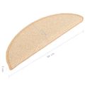 vidaXL Schodové rohože 15 ks 56x17x3 cm krémové, polkruhové