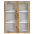 vidaXL Nástenný sklenený kabinet LUCCA Dub artisan 80 x 31 x 100 cm
