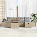 vidaXL Súprava záhradných pohoviek 6 ks Béžová polyratan