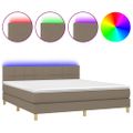 vidaXL Posteľ boxsping s matracom a LED sivohnedá 180x200 cm látka