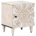 vidaXL Nočný stolík Biela 40 x 33,5 x 46 cm Masívne mango drevo