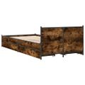 vidaXL Posteľný rám so zásuvkami dymový dub 75x190 cm kompozitné drevo