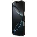 Puzdro Guess Case Magsafe 4G PU Leather Case s trojuholníkovým logom a strieborným kovovým rámom fotoaparátu pre iPhone 17 čierna