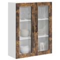 vidaXL Nástenný sklenený kabinet LUCCA Dymový dub 80 x 31 x 100 cm