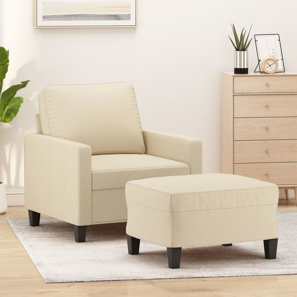 vidaXL Kreslo s podnožkou krémové 60 cm látkové