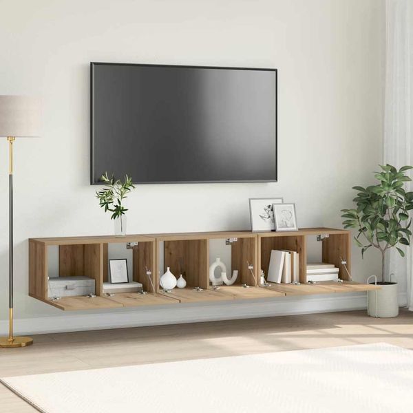 vidaXL Zostava TV skriniek Nástenný 3 pcs Hnedá 60 x 30 x 30 cm