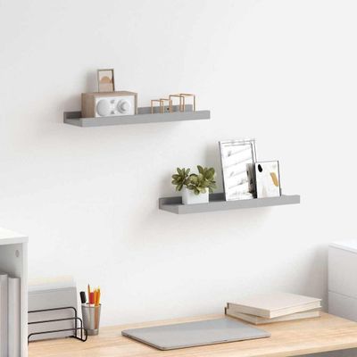 vidaXL Poličky na zarámované obrázky 2 ks sivé 40x9x3 cm MDF