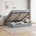 vidaXL Ottoman posteľ s matracom a LED Svetlosivá 140 x 190 cm Látka