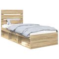 vidaXL Rám postele Sonoma dub 75 x 190 cm Masívne borovicové drevo